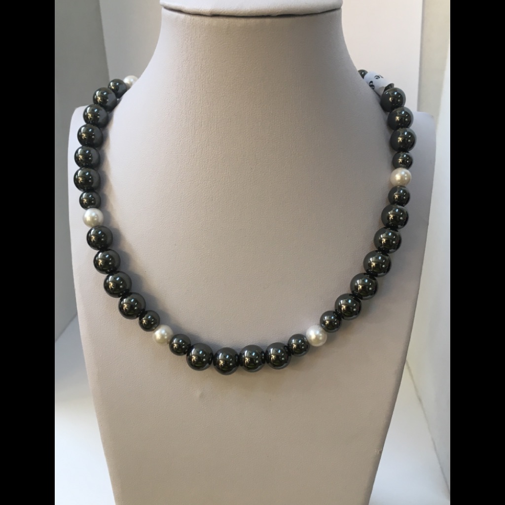 Hematite & Freshwater Pearl Necklace